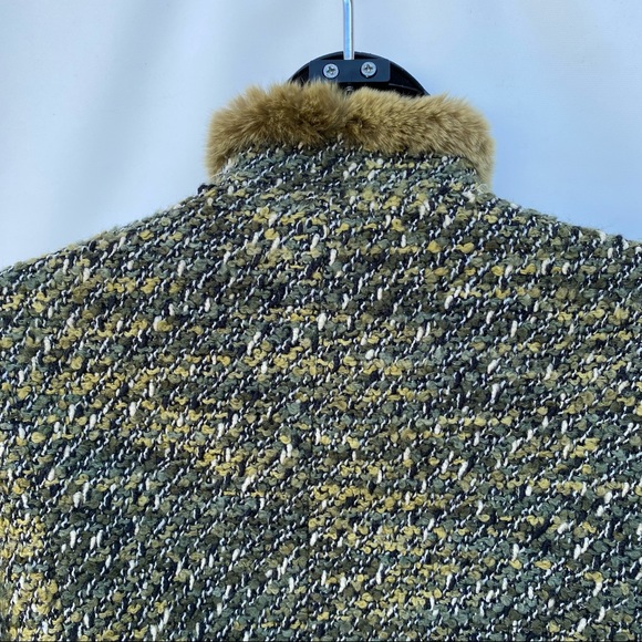 LAFAYETTE 148 New York Green Boucle & Rabbit Fur Jacket Size 12 - Picture 10 of 16